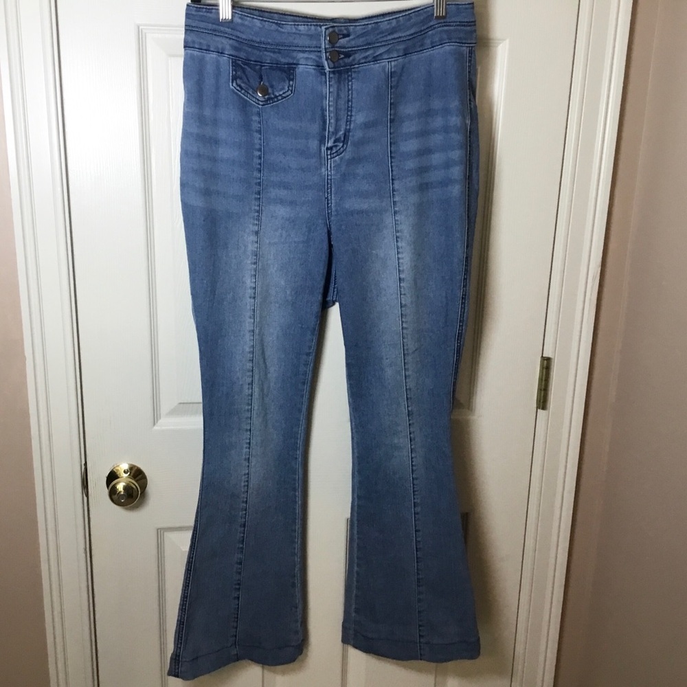 Arula Classic Blue Flare Leg Seamed Jeans - Size 12